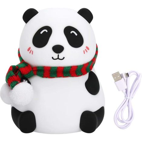 Filiyano – Lampe de nuit Panda en silicone, veilleuse LED colorée inspirée du panda, idéale pour la chambre d'enfant ou de bébé. (1/5)