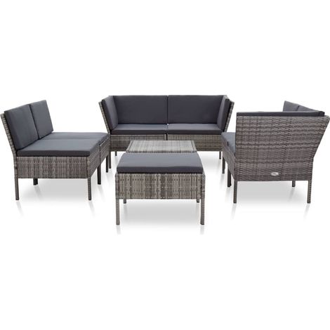 Maison Exclusive - Set Divani da Giardino 8 pz con Cuscini in Polyrattan Grigio (1/5)