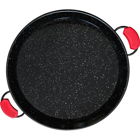 Briebe PAN65 Briebe Paellera Valenciana Esmaltada 65cm, Antiadherente 22 Raciones de Paella, Gas, Horno  Negro