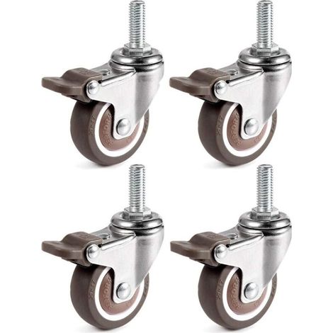 4er-Pack Lenkrollen, 25 mm Durchmesser – M6x15 Gewindebolzen – 15 kg Tragkraft pro Rolle – Für schwere Möbel und empfindliche Böden
