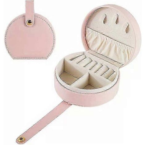 [Mini boîte de rangement pour bijoux] Mini boîte de rangement pour bijoux de voyage en cuir PU, étui de rangement portable et mignon pour bagues, boucles d'oreilles et colliers (1/5)