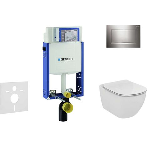 Geberit Kombifix - Installationselement für Wand-WC mit Betätigungsplatte Sigma20, Weiß/Chrom glänzend + Ideal Standard Tesi - WC und WC Sitz 110.302.00.5 NF6