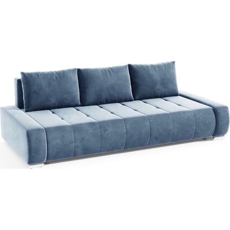 Sofa 3-Sitzer mit Schlaffunktion VOGAR Stoff Monolith Graublau (1/4)