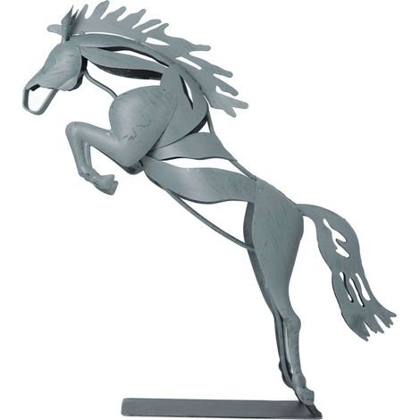 Statue de cheval en métal au design 3D unique, décoration en fer forgé, ornement de bureau représentant un cheval au galop (1/5)