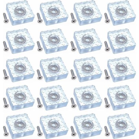 20x Antidérapant Silencieux 30mm Grand Protecteur Sol Silicone Patins de Meubles Planeurs avec vis pour Pieds canapé Table Bureau, Coussinets Chaise carrés Caoutchouc à Visser pour parquet (1/5)