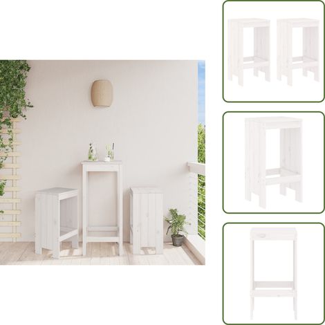 Tabourets de bar lot de 2 blanc 40x36x75 cm bois massif de pin - Tabourets De Bar - Chaises De Jardin - Mobilier De Jardin - Meubles De Terrasse - Bois Massif (1/5)