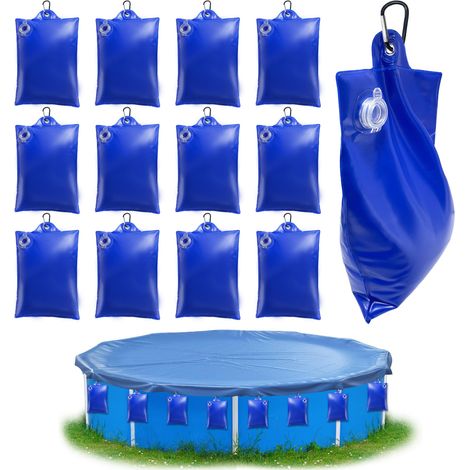 TZEKING 12 Pièces Sacs eau Lourds Couverture Piscine PVC Epais Sac Suspension Bâche Piscine Etanche Réutiliser Sac Remplissage Bâche (1/5)