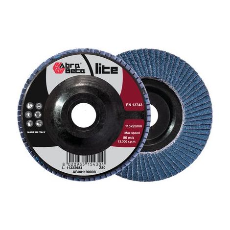 Disco Lamelle Radiali Zirconio Abrabeta Grana 80 115 x 22 mm 20 Pezzi