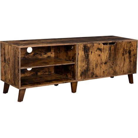 Mueble TV de 2 puertas soporte de televisión con baldas regulables para televisores de 60 pulgadas salón comedor 140 cm dormitorio marrón rústico 120002916 (1/2)