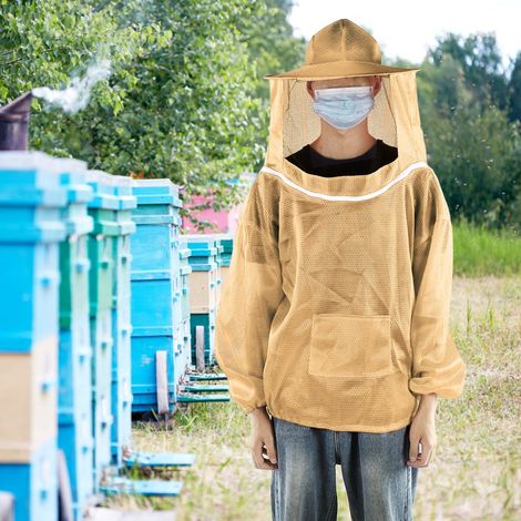Outils d'apiculture, veste de protection professionnelle pour apiculteur, combinaison et voile d'apiculteur, blouse orange. (1/5)