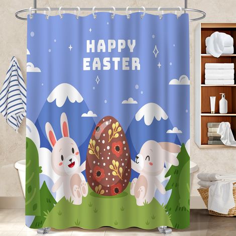 Rideau de bain imprimé polyester 180x180 Élégant rideau imperméable pour baignoire d’angle (1/5)