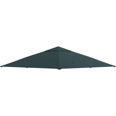 Toiture de remplacement pour pavillon de jardin, polyester, 2,98 x 2,95 m, gris foncé