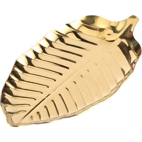 Plateau à Bijoux en Acier Inoxydable doré, Organisateur de Rangement Décoratif en Forme de Feuille de Style Nordique pour Contenir des Clés de Bijoux, Cadeau de Changem (1/5)