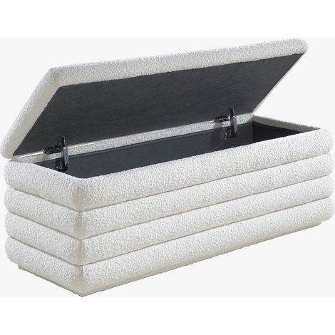 MILLO Banquette coffre effet peau de mouton blanc écru (1/5)