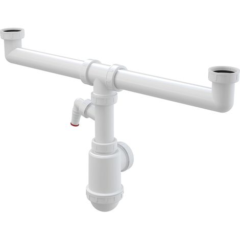 Siphon double évier Alcadrain avec une contre-écrou 6/4" et une connexion pour appareil