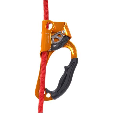Pro Climbing Grip - Climbing / Arborism / Recall Equipment - Compatible with 10-13 mm Ropes - Safety Clamp (Orange, Right Hand) (1/5)