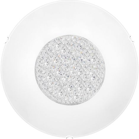 Merano Courtenay Plafonnier décoratif 2 lumières en verre blanc, métal chromé cristal LED E27