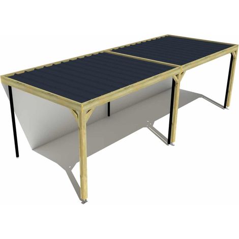 Carport bois • 8m x 3m • adossée • sens largeur • livraison comprise (1/3)