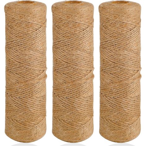 3 Pack Jute Rope, 1.5mm Natural Jute Rope, Handmade 300m Rope Suitable for Garden, DIY, Garden Rope, Handmade Packaging (1/5)