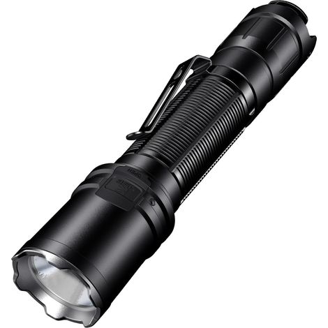 Lampe Torche tactique rechargeable USB-C 1300 lumens, double interrupteur arrière, 3 modes d'éclairage + stroboscope, lampe de poche étanche IPX8 (1/5)