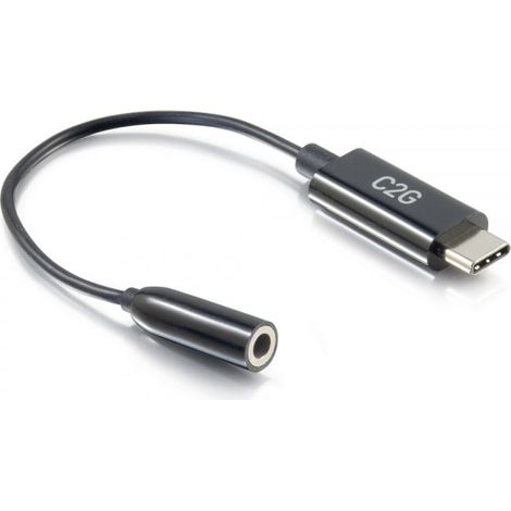 Cbl/USB C to AUX 3.5mm Adapter C2G USB C to 3.5mm Audio Adapter - USB C to AUX Cable - USB C to Headphone Jack - USB-C vers adaptateur de prise casque - 24 pin USB-C mâle pour mini-phone stereo 3.5 mm