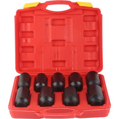 Jeu de 9 douilles hexagonales 1/2 pouce pour écrous de moyeu d'essieu 29-38mm (1/5)