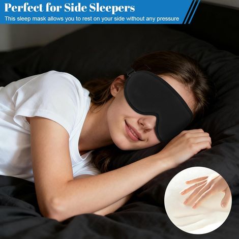 Masque de Nuit 3D Contourné avec Bouchons d'Oreille Gratuits, Masque Occultant pour Dormeurs Latéraux, Tissu Respirant & Bandeau Réglable pour Voyage, 1PCS-Nior (1/4)