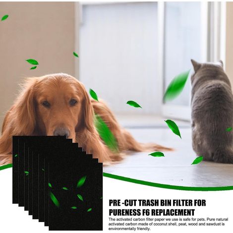 Lot de 6 filtres de rechange pour bac à litière prédécoupés pour Van Ness, filtres à odeur de carbone pour filtre à air Pureness F6 Zeloite (1/5)