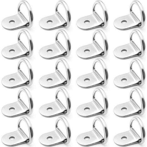 Anneaux D'arrimage INOX 20 Pièces Anneaux D'arrimage en D Ancrage Anneaux Arrimage pour Remorques Machinerie Lourde Outils Électriques Camping 36x25mm Argent (1/4)