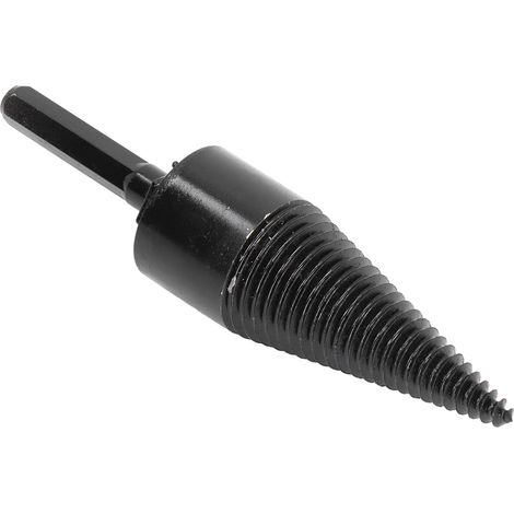Perceuse à Bois Bûche Fendeur Cône Carbone Acier Queue Hexagonale Outil Perçage Noir 42mm (1/5)