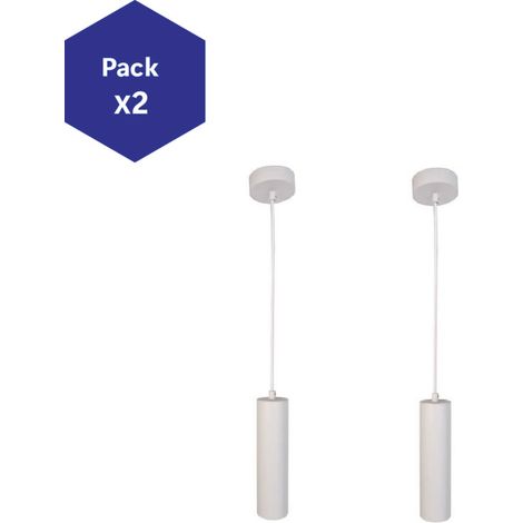 Pack de2 Lampes Suspendues de Plafond en Aluminium 20cm GU10 50W IP20 230V