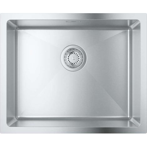 Évier 1 bac inox brossé 54x44 cm – Installation rapide GROHE FastFixation – Couche isolante GROHE Whisper – 31574SD1