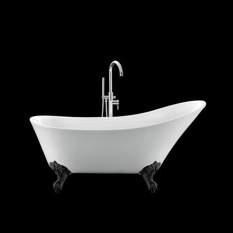 Baignoire sur pieds rétro BALMAIN Blanche 161 cm Pieds d'Aigle Noirs
