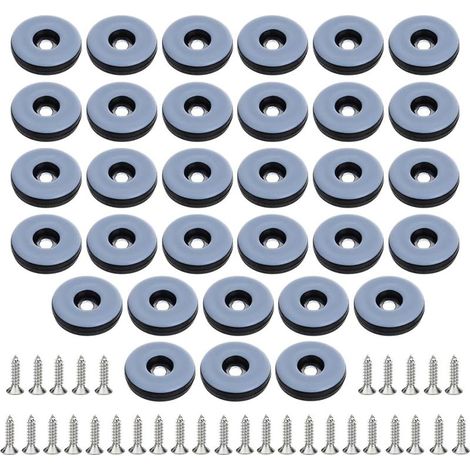 32 Pièces Patins pour Meuble Téflon Ø 22 mm (Rond) Planeur de Meubles avec 32 Morceaux de vis en Acier Inoxydable PTFE Patins pour Meubles/Planeur PTFE (1/4)