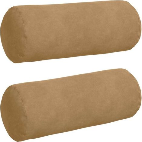 Coussins décoratifs, lot de 2, marron, 15 x 40 cm de diamètre (1/5)