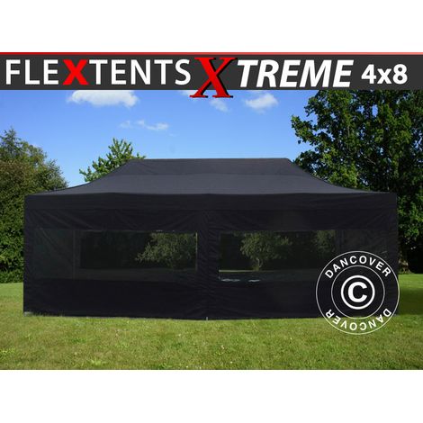 Tente Pliante FleXtents Xtreme 50 4x8m Noir, avec 6 cotés