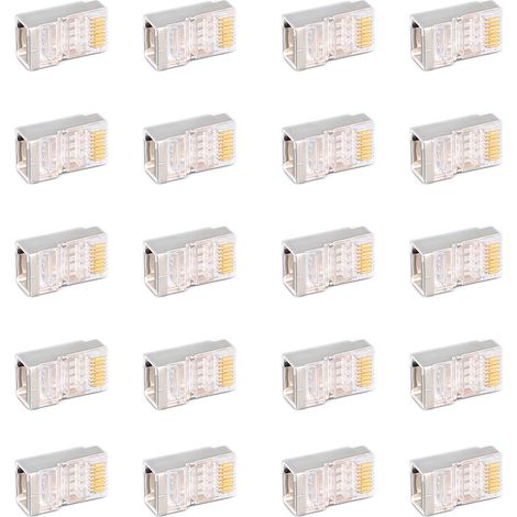 Lot de 100 connecteurs RJ45 CAT6 métalliques blindés, kit fiable et sûr pour terminaison réseau Ethernet (1/5)