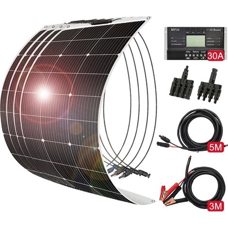 Panneau Solaire, 100W Flexible, Design Monocristallin, NOUVEAU Kit 400W (1/2)