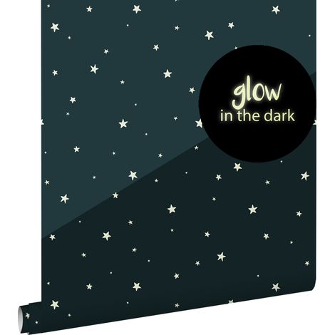 papier peint glow-in-the-dark étoiles fluorescentes bleu foncé - ESTAhome (1/5)