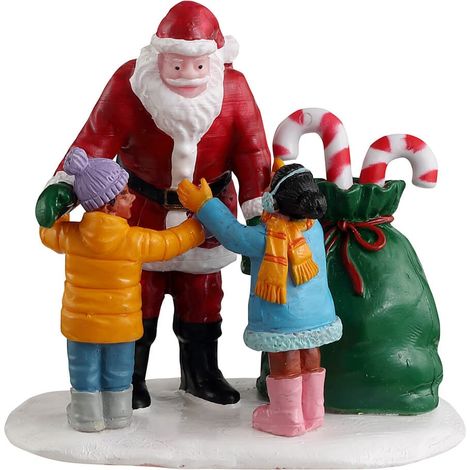Decorazione "Babbo Natale ottiene un abbraccio" per Villaggio di Natale e presepe, in Resina da h 4,2 cm (1/2)