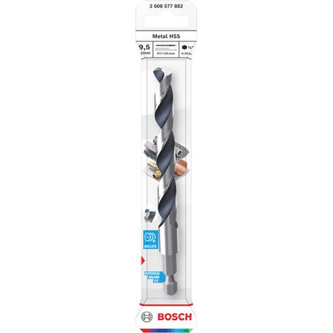 Bosch Metal-Spiralbohrer HSS, 9,5 x 81 x 125 mm, HEX 1/4 Schaft