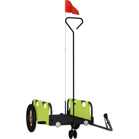 Remorque de vélo vert tissu oxford et fer (1/5)