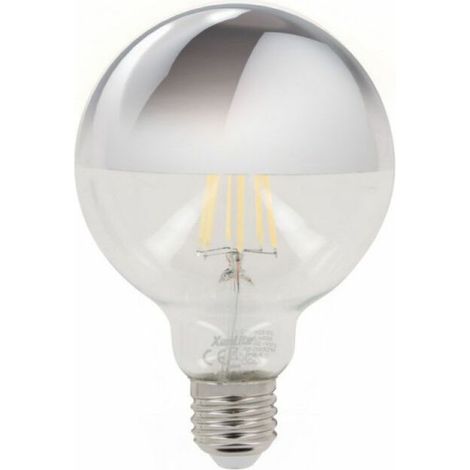 LED-Glühbirne G95 silberfarben E27 – 8 W (entspricht 60 W), 850 lm, warmweißes Licht, energiesparend, dimmbar (sofern nicht anders angegeben), ideal für Kronleuchter und Wandleuchten