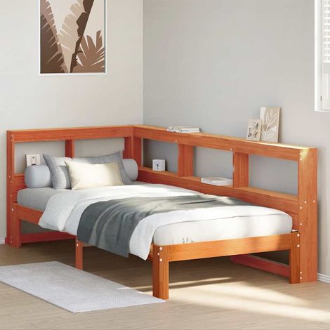 Bookcase Bed without Mattress Wax Brown 90x190 cm Solid Wood Pine vidaXL (1/5)