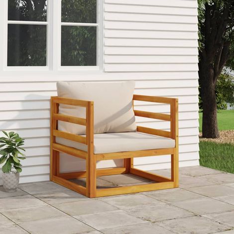 Chaise de jardin,Siège de Terrasse Chaise d'extérieur avec coussins gris clair bois massif d'acacia CFW773195 (1/5)