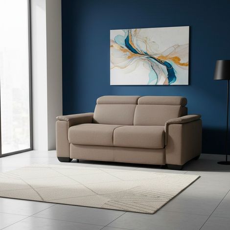 Divano Letto 2 posti in tessuto marrone caribou Mercurio 194x83x97H (1/5)