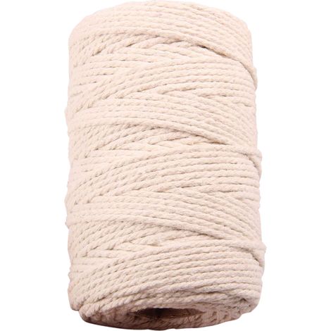 1 Rouleau Corde Coton 3mm x 100m, Fil Tressé 4 Brins Souple, Cordage Naturel Non Teint, pour Macramé Suspension Plante Rêveur (1/5)