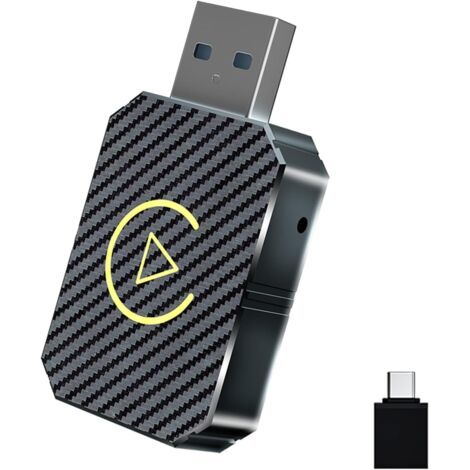 CarPlay Wireless Converter, 2-in-1 CarPlay/Android Auto, Compact Mini Wireless Adapter for All Factory Wired CarPlay Systems (Carbon Fiber Color) (1/5)