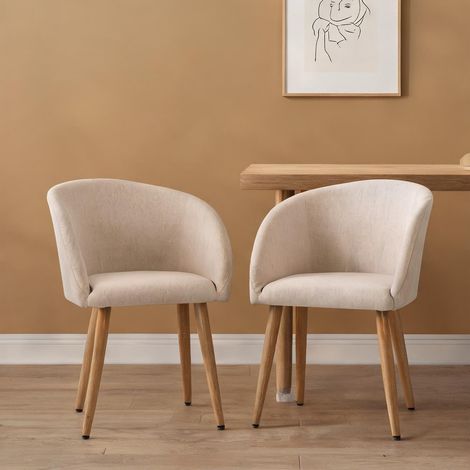 Lot de 2 chaises de salle à manger scandinaves beige en métal (1/5)