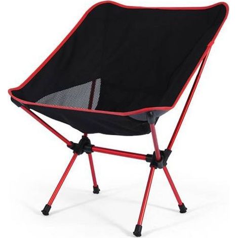 CYRILL - Sedia da campeggio piccola, sedia pieghevole compatta per adulti - 90 kg - Sedia da zaino leggera per attività all'aperto, pesca, escursionismo, picnic e spiaggia - Sedia (Rosso) (1/5)